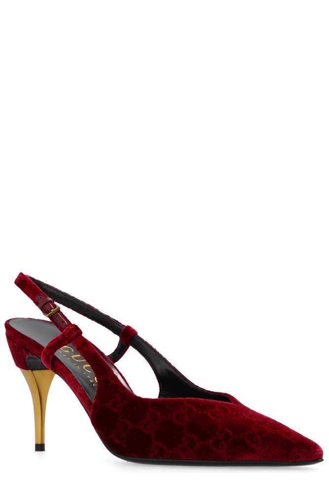 PURPLE Gucci GG Supreme Pointed Toe Pumps