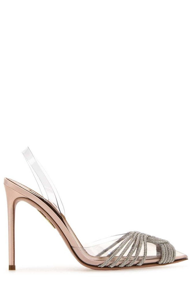 AQUAZZURA Gatsby Embellished Slingback Sandals