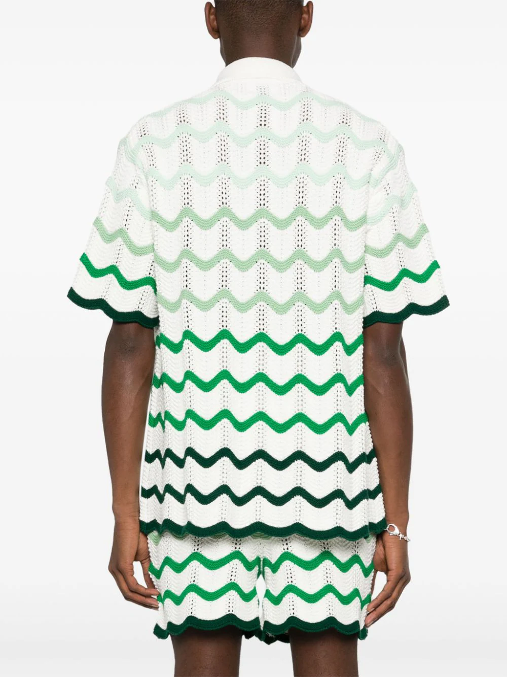 CASABLANCA KNITWEAR GRADIENT WAVE CROCHET SHORT-SLEEVED SHIRT