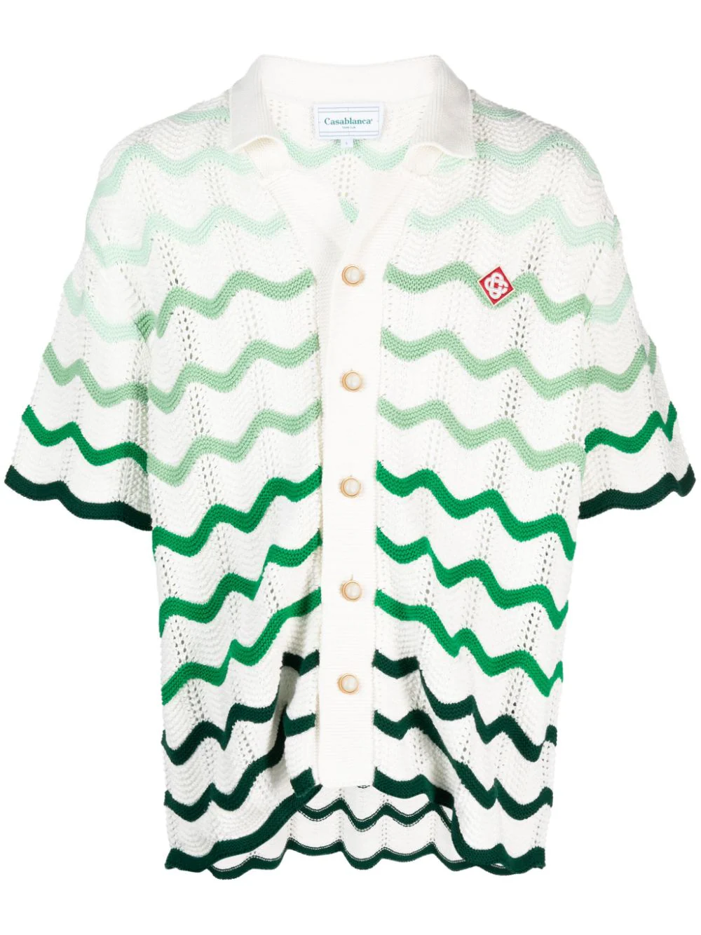 CASABLANCA KNITWEAR GRADIENT WAVE CROCHET SHORT-SLEEVED SHIRT