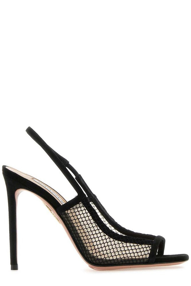 AQUAZZURA Open-Toe Mesh Slingback Sandals