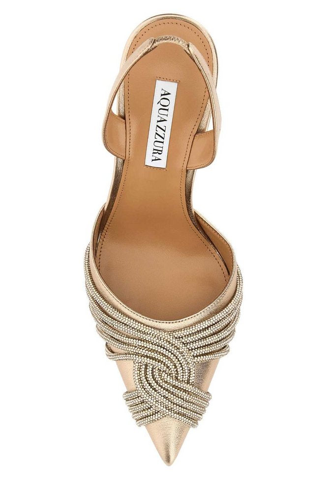 AQUAZZURA Gatsby Pointed-Toe Embellished Slingback Pumps