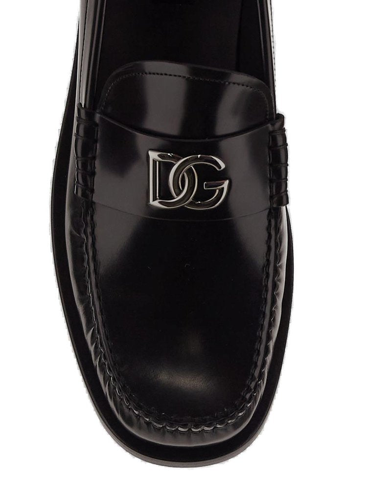 Dolce & Gabbana Logo-Plaque Gathered Detailed Loafers