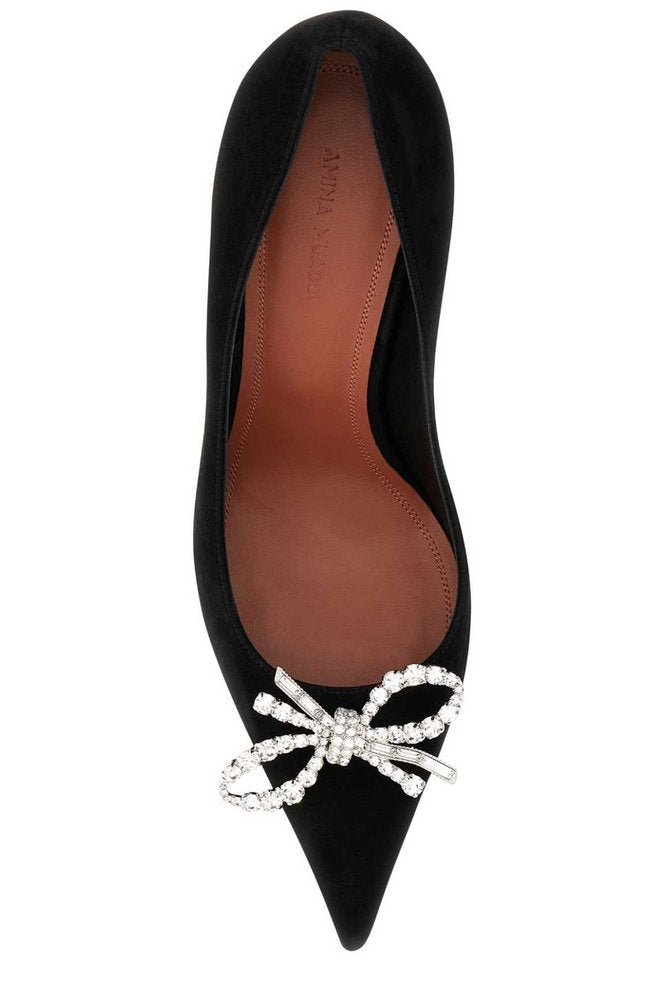 AMINA MUADDI Bow Embellished Pointed-Toe Pumps