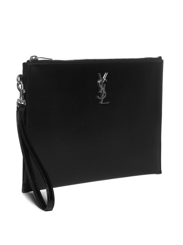 Saint Laurent Logo Plaque Zipped Clutch Bag I-PAD HOLDER
