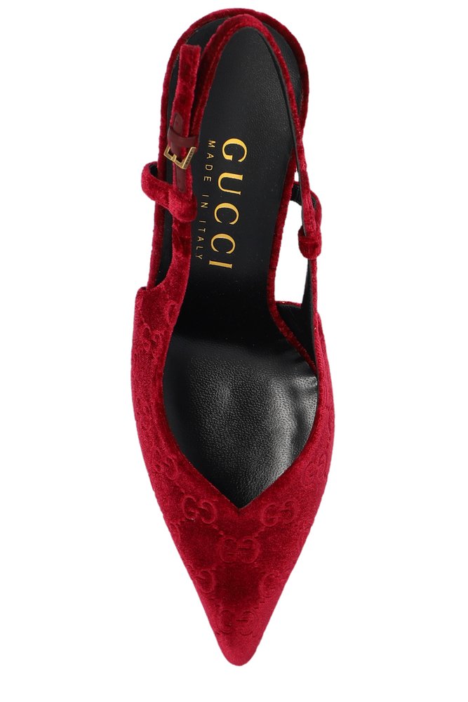 PURPLE Gucci GG Supreme Pointed Toe Pumps