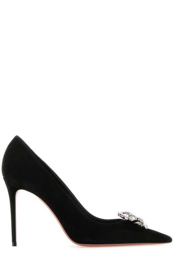 AMINA MUADDI Bow Embellished Pointed-Toe Pumps