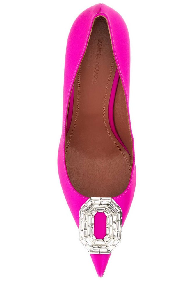 AMINA MUADDI Camelia Embellished Pointed-Toe Pumps