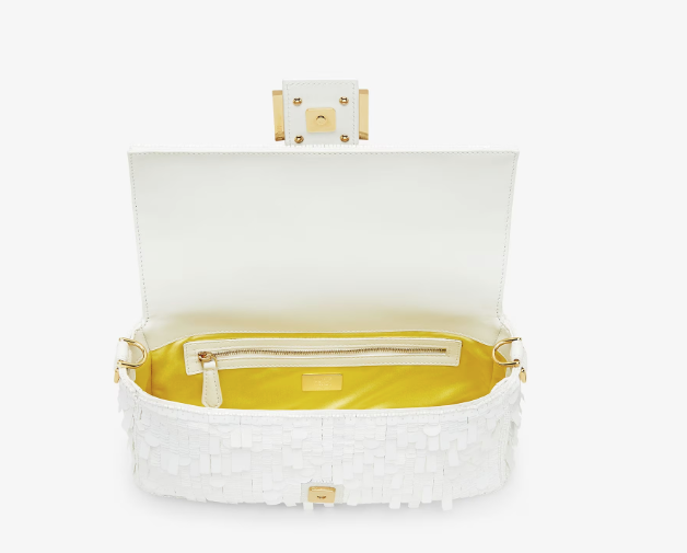 FENDI Baguette White Medium sequin and leather bag