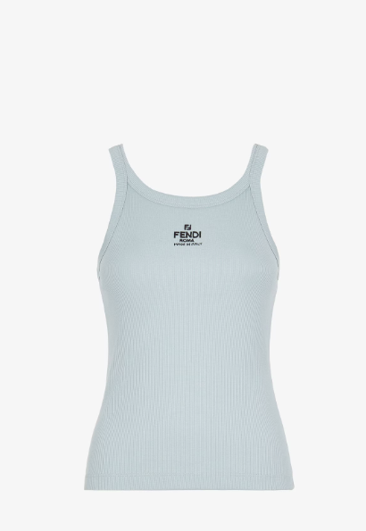 FENDI Logo Embroidered Knitted Tank Top