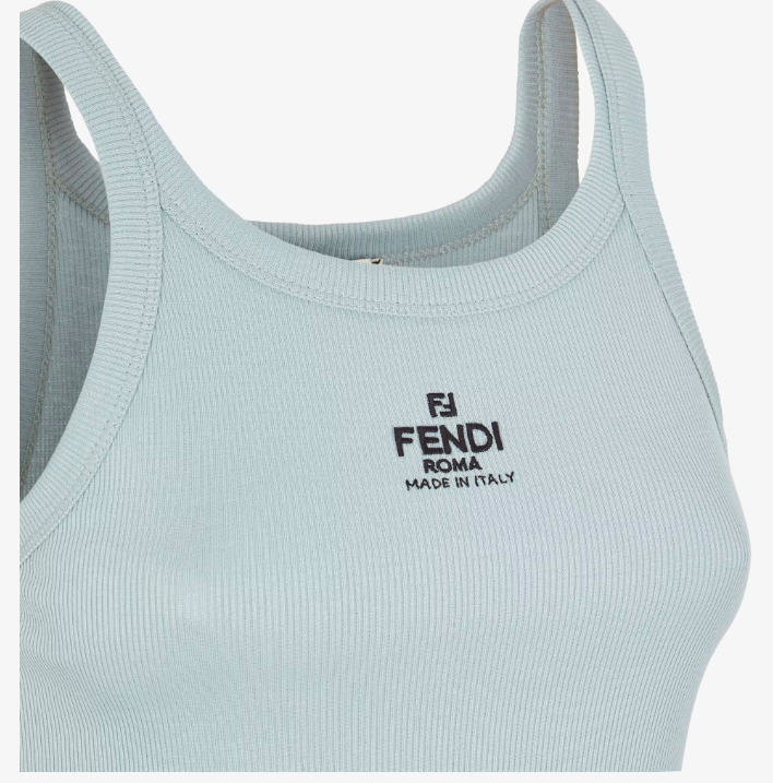 FENDI Logo Embroidered Knitted Tank Top