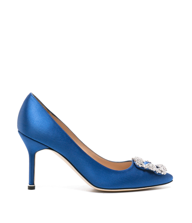 MANOLO BLAHNIK Hangisi embellished satin pumps 105