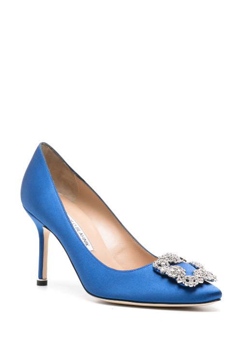 MANOLO BLAHNIK Hangisi embellished satin pumps 105