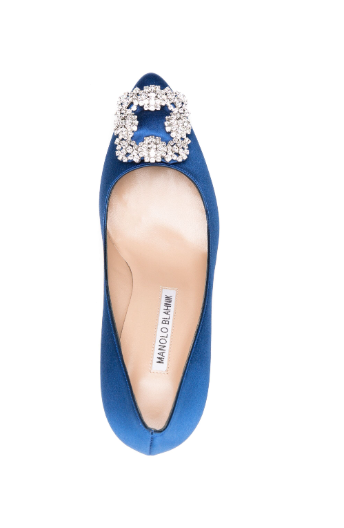 MANOLO BLAHNIK Hangisi embellished satin pumps 105