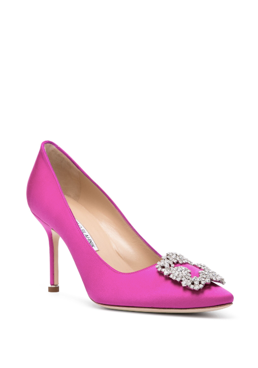 MANOLO BLAHNIK Hangisi satin stiletto pumps 90
