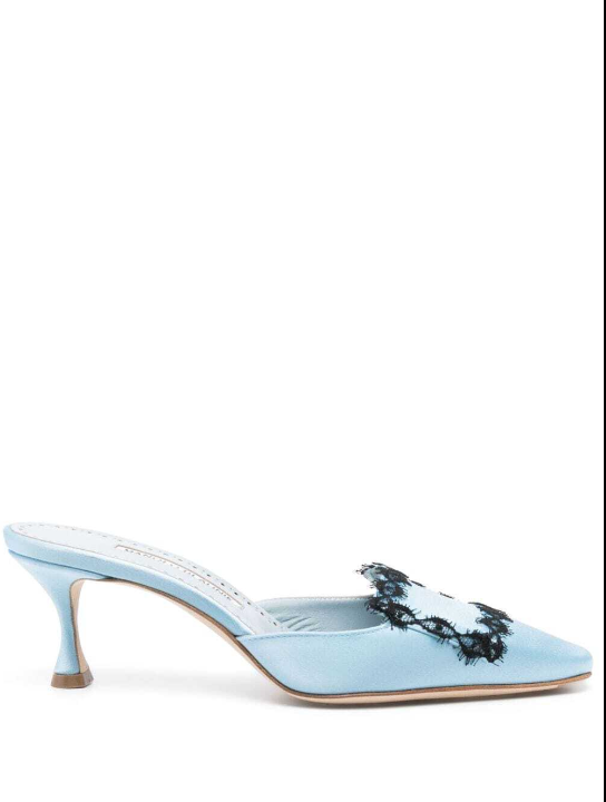 MANOLO BLAHNIK Kaynamu Lace-Detailing Mules - Blue 50