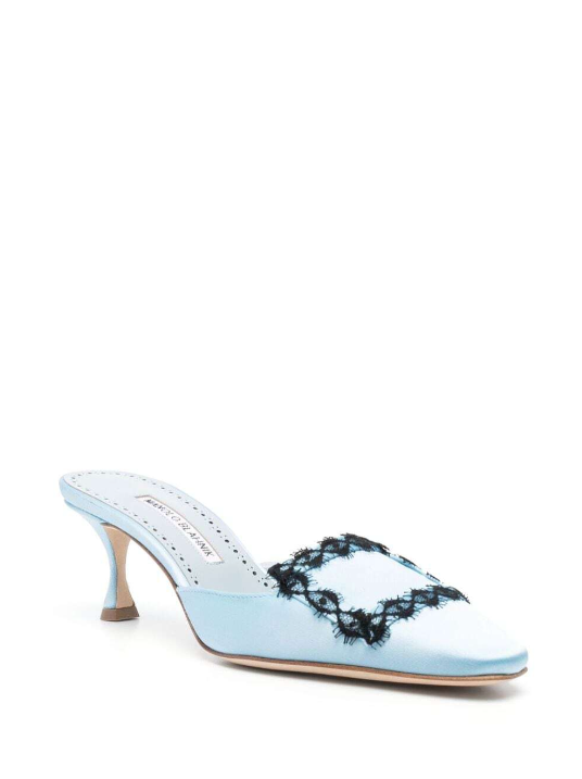 MANOLO BLAHNIK Kaynamu Lace-Detailing Mules - Blue 50