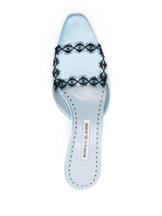 MANOLO BLAHNIK Kaynamu Lace-Detailing Mules - Blue 50