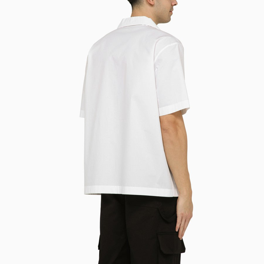 VALENTINO White bowling shirt with V inlay