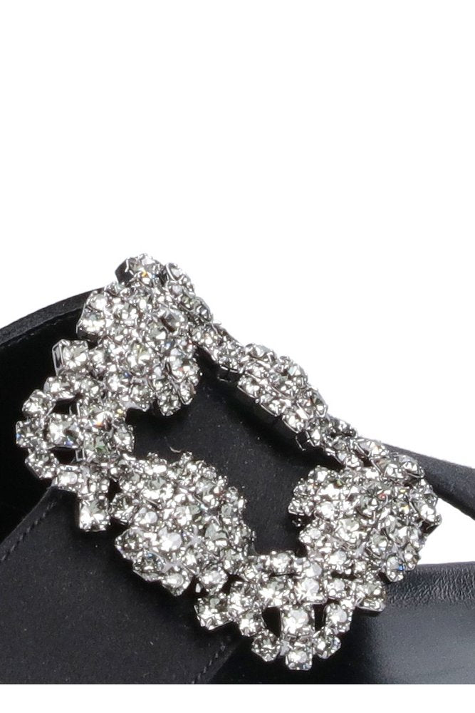 MANOLO BLAHNIK Chilanghi Buckle-Embellished Slippers
