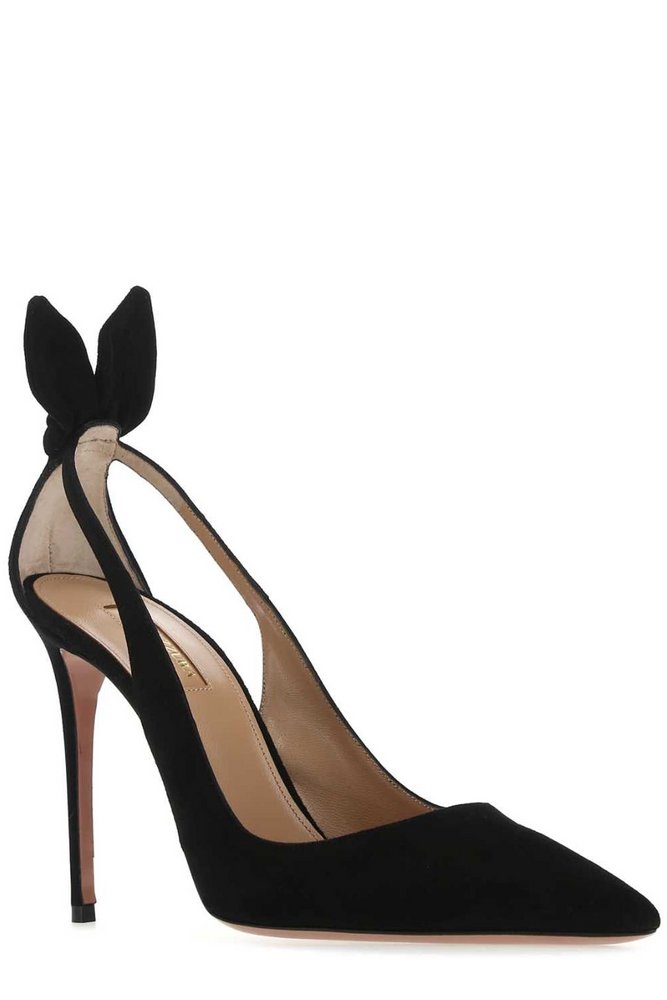 AQUAZZURA Bow Tie Pointed Toe Slingback Pumps