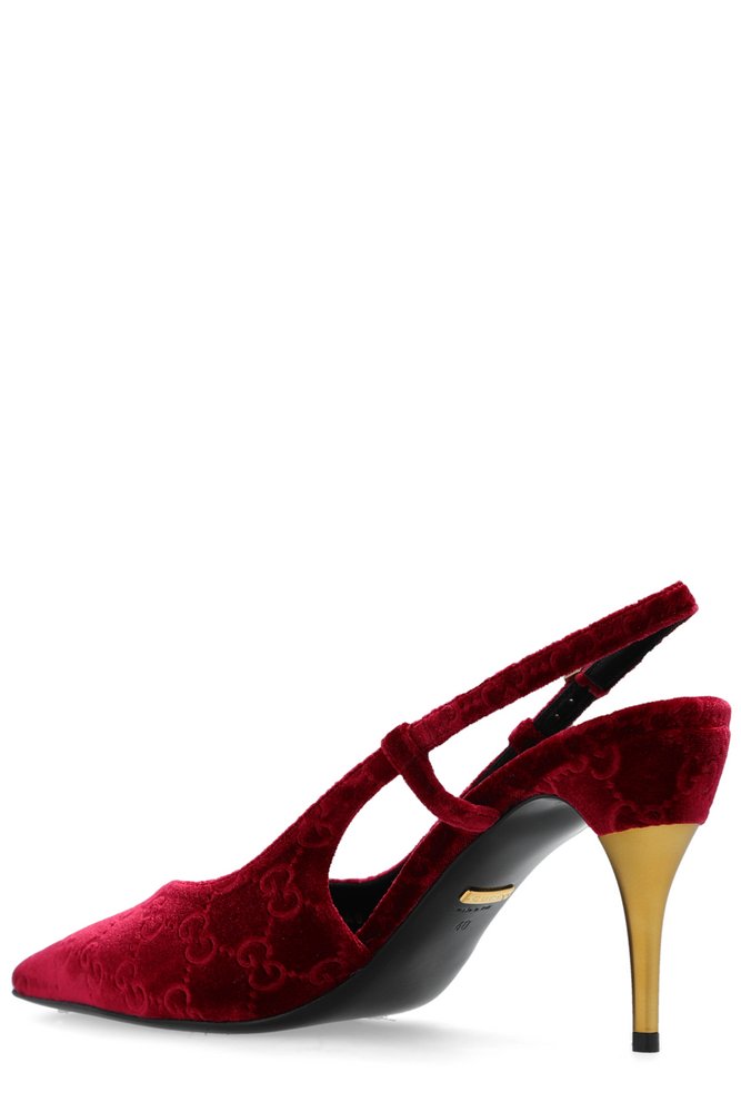 PURPLE Gucci GG Supreme Pointed Toe Pumps
