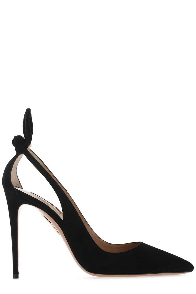 AQUAZZURA Bow Tie Pointed Toe Slingback Pumps