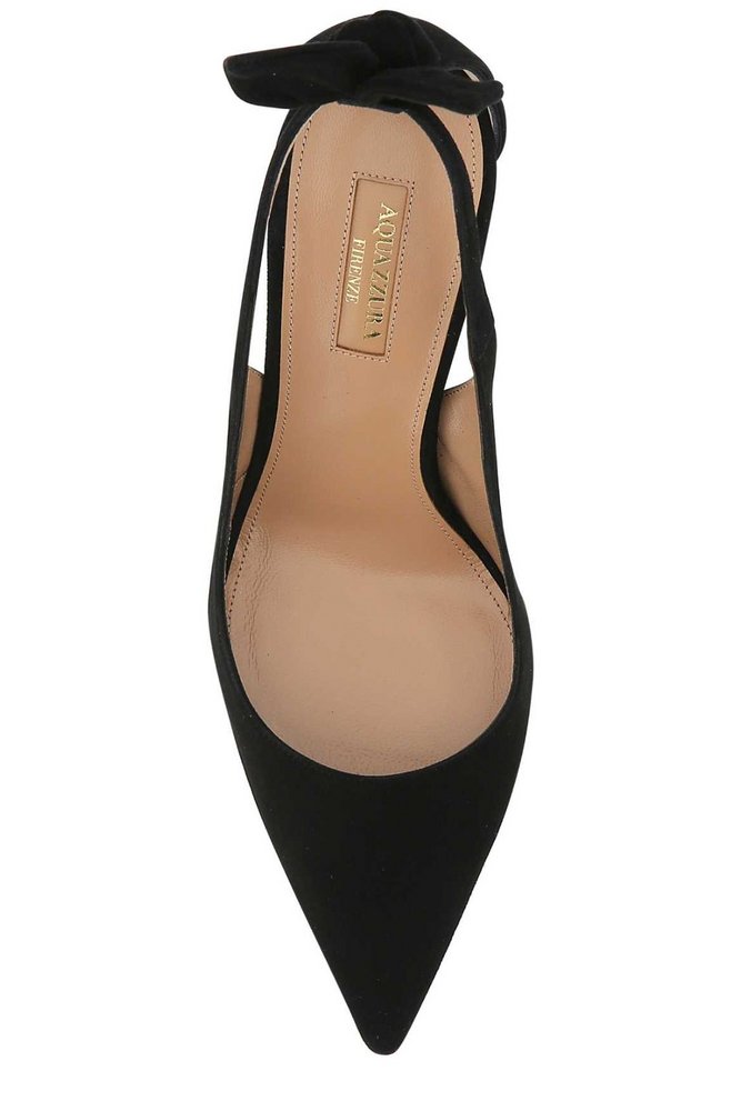 AQUAZZURA Bow Tie Pointed Toe Slingback Pumps