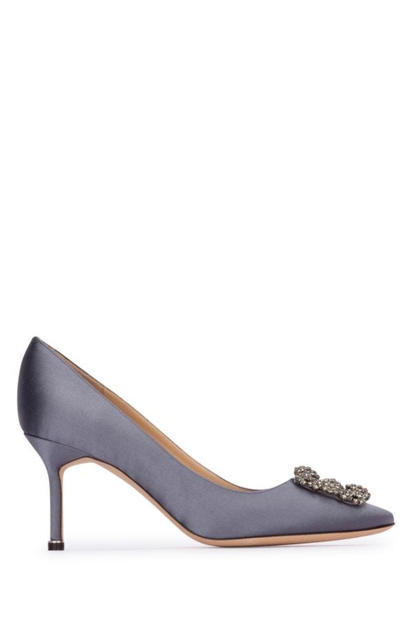 MANOLO BLAHNIK Hangisi heel shoes in aviation satin 70