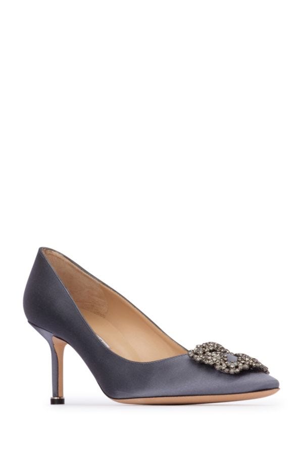MANOLO BLAHNIK Hangisi heel shoes in aviation satin 70