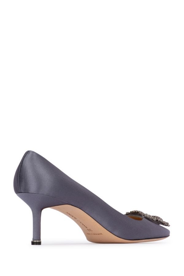 MANOLO BLAHNIK Hangisi heel shoes in aviation satin 70
