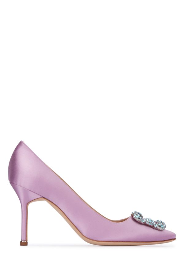 MANOLO BLAHNIK Hangisi heeled shoes in lilac satin 90