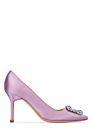 MANOLO BLAHNIK Hangisi heeled shoes in lilac satin 90