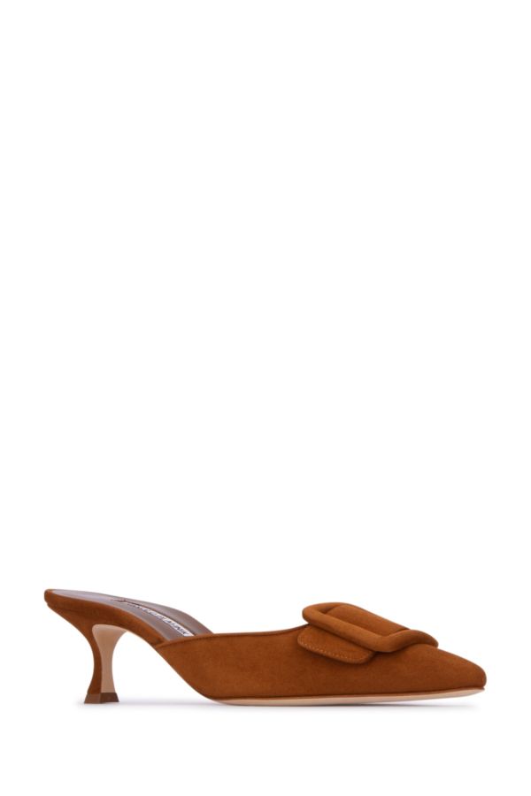 MANOLO BLAHNIK Brown suede Maysale mules 50
