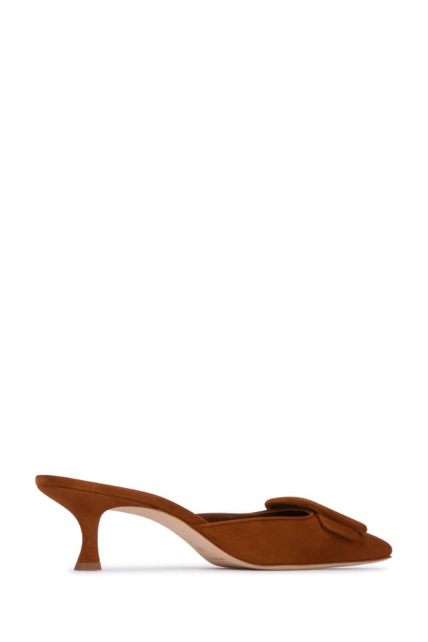 MANOLO BLAHNIK Brown suede Maysale mules 50