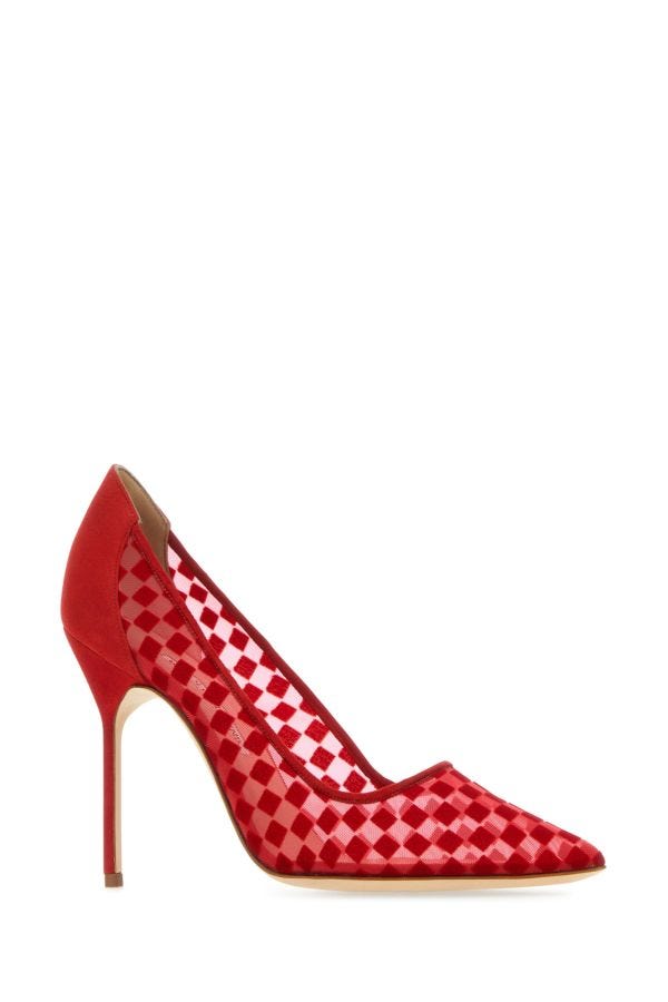MANOLO BLAHNIK Bbla heeled shoes in red mesh 100