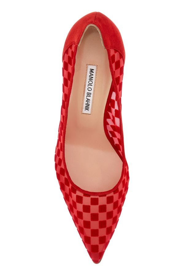 MANOLO BLAHNIK Bbla heeled shoes in red mesh 100