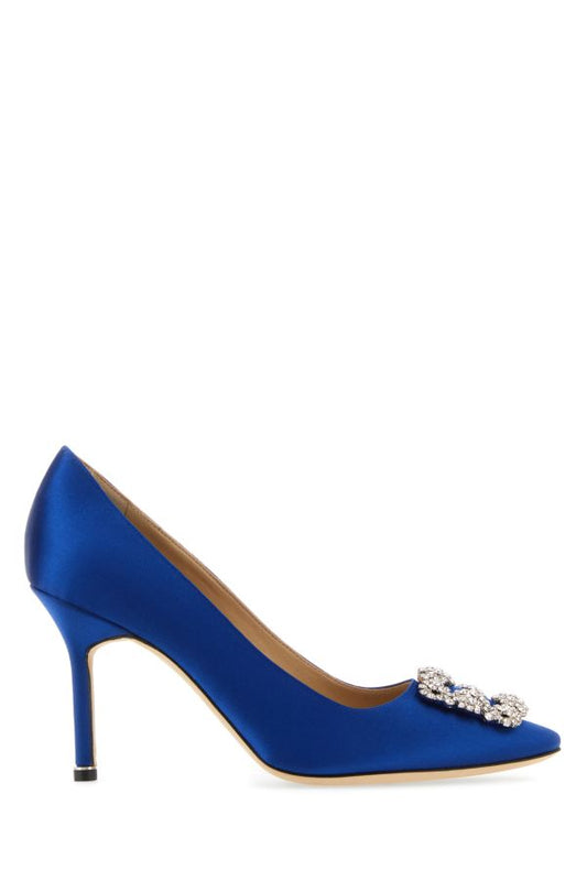 MANOLO BLAHNIK Hangisi heels in electric blue satin 90