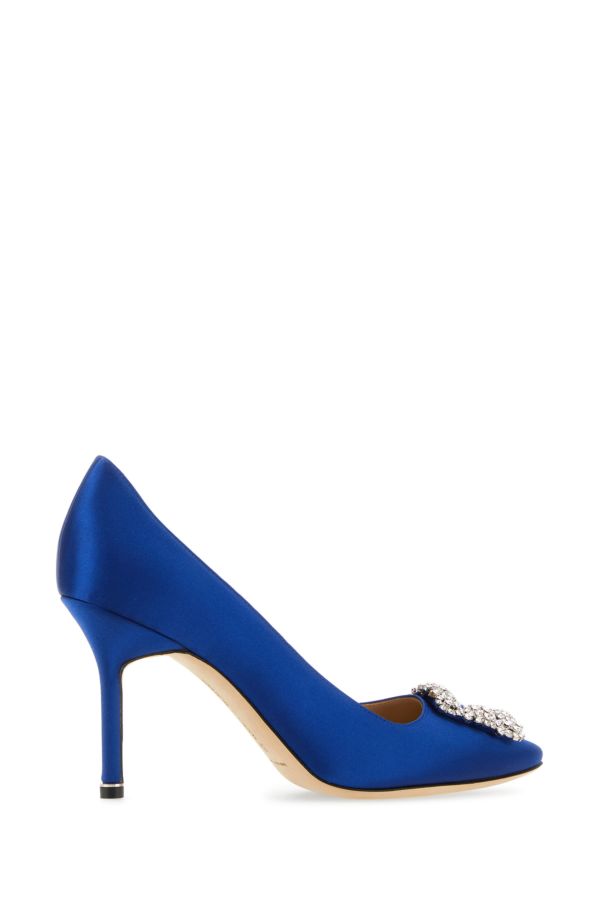 MANOLO BLAHNIK Hangisi heels in electric blue satin 90