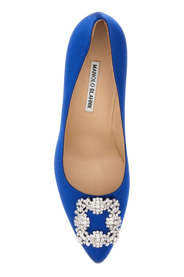 MANOLO BLAHNIK Hangisi heels in electric blue satin 90