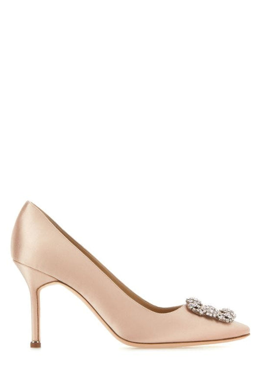 MANOLO BLAHNIK Hangisi pink satin heels 90