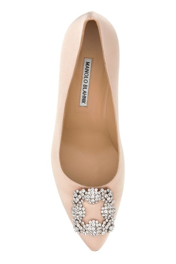 MANOLO BLAHNIK Hangisi pink satin heels 90
