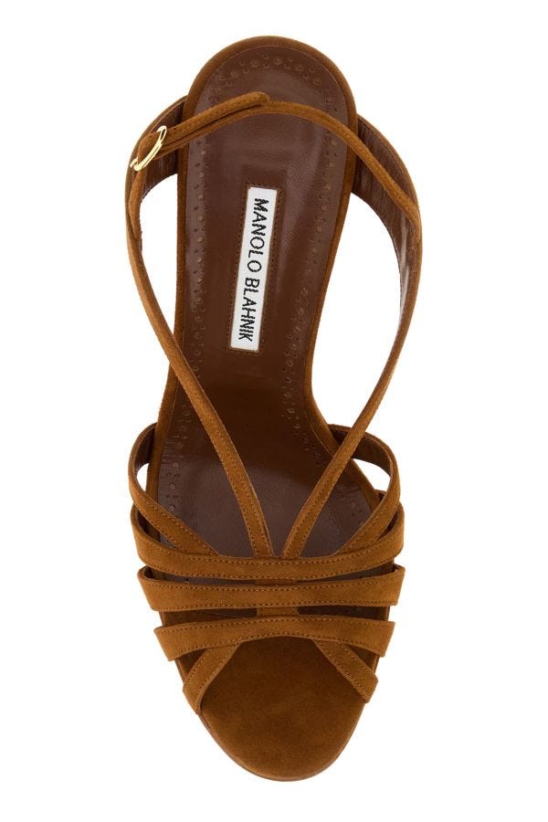 MANOLO BLAHNIK Sardina sandals in camel suede 105