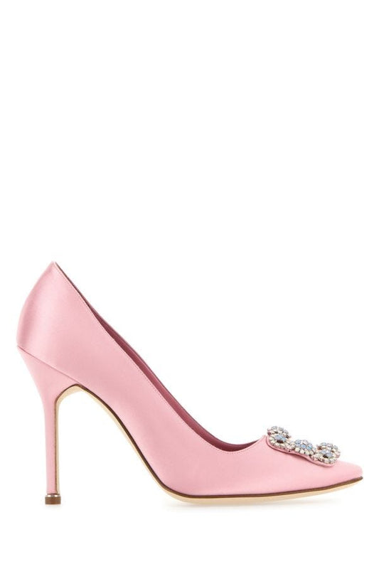 MANOLO BLAHNIK Hangisi pink satin heels 105