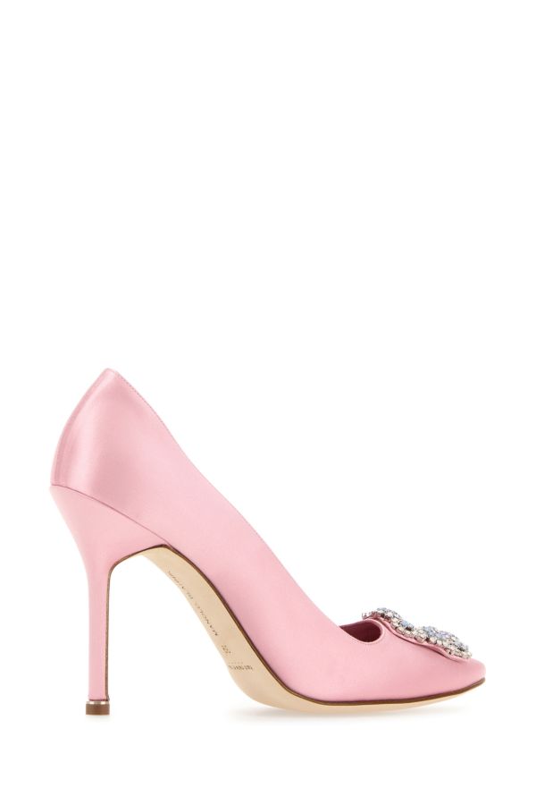 MANOLO BLAHNIK Hangisi pink satin heels 105