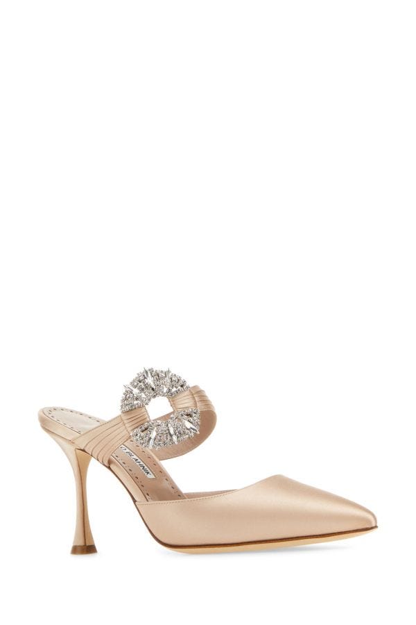 MANOLO BLAHNIK Maidugura heels in pink satin 90