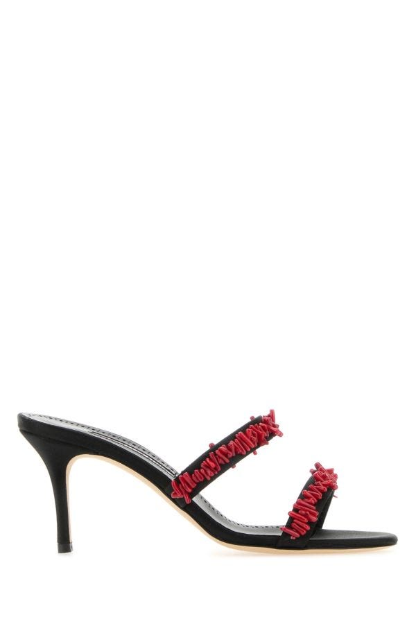 MANOLO BLAHNIK Clorette sabot in black satin