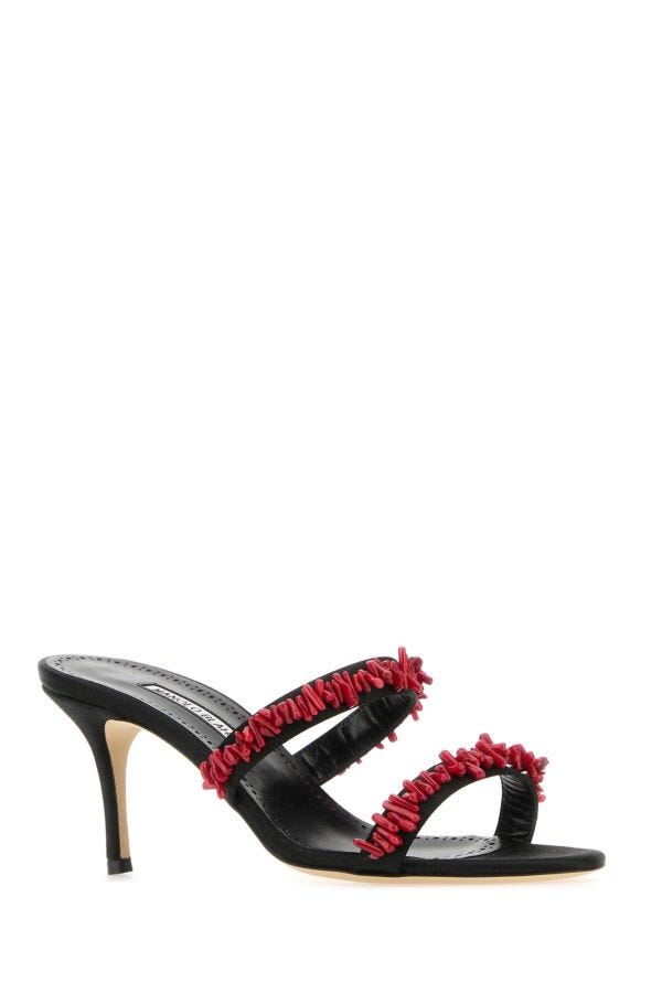 MANOLO BLAHNIK Clorette sabot in black satin