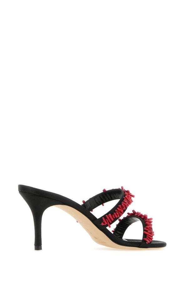 MANOLO BLAHNIK Clorette sabot in black satin