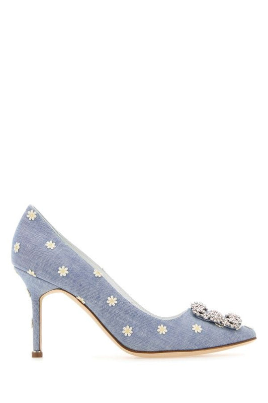 MANOLO BLAHNIK Embroidered fabric Hangisi pumps